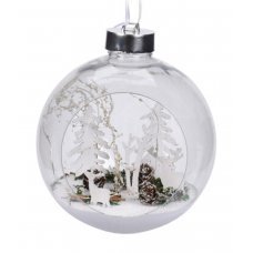 Χριστουγεννιάτικη Μπάλα Οροφής Διάφανη με Δεντράκια και LED (15cm)